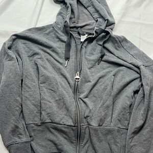 Athleta Heather Gray Zip-Up Hoodie with Ring Pull
